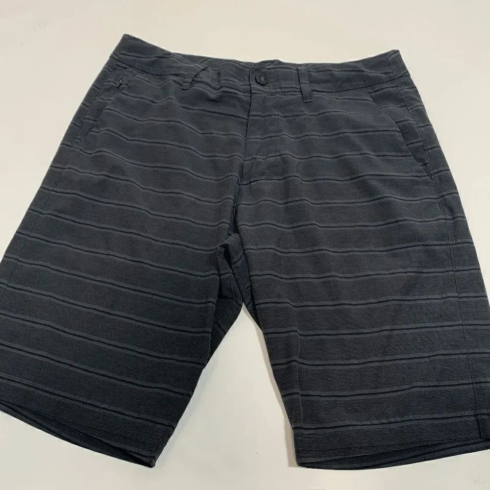 Hang Ten Mens Chino Shorts Stripes Navy Blue Size 32